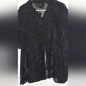 Liza B. Paris Black Floral Shear Blouse